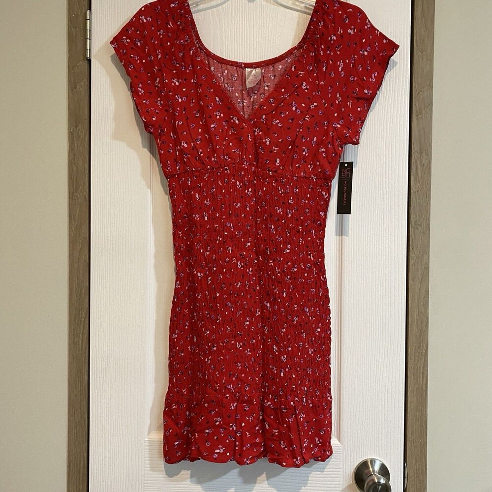 NEW No Boundaries Womens Dress Sz M Mini Floral Bodycon Stretch